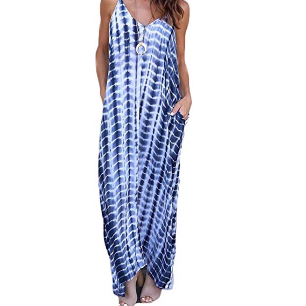 Blue Tie Dye Maxi Dress - Picture 2 of 5